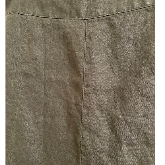 JM Collection Vintage Brown 100% Linen Panel Midi Skirt 14 - Picture 3 of 7